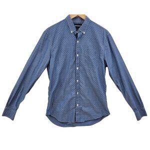 Bonobos Mens M Tailored Slim Fit Oxford Button Up Shirt Blue White Polka Dot